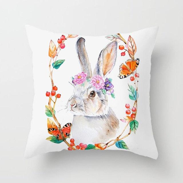 Taie d'oreiller Joyeuses Pâques Décorations de Pâques pour la maison Lapin Œufs Printemps Décoration de Pâques Housse de coussin en lin Housse de coussin de ferme Œufs Arbre Lapin Housse de coussin de vacances Housse de coussin en polyester