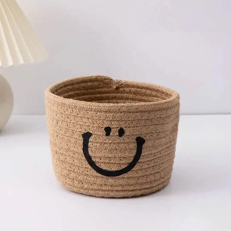 Panier de rangement tissé Happy Face
