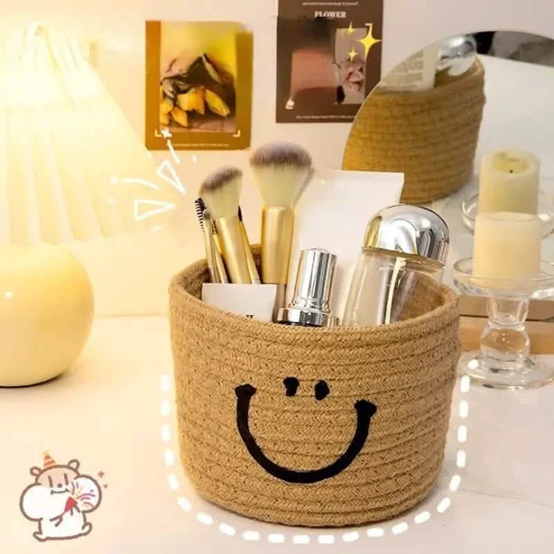 Panier de rangement tissé Happy Face
