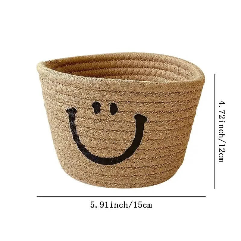 Panier de rangement tissé Happy Face
