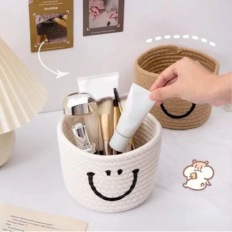 Panier de rangement tissé Happy Face