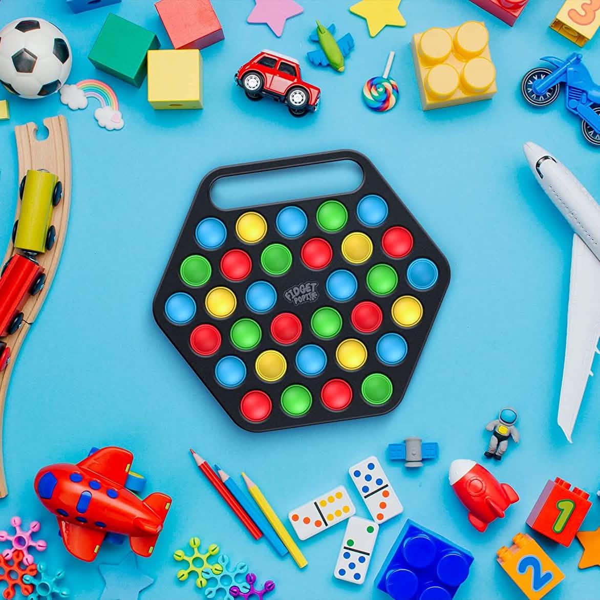 Tableau de jouets Fidget Pop it rigides avec poignée de transport pour adultes et enfants