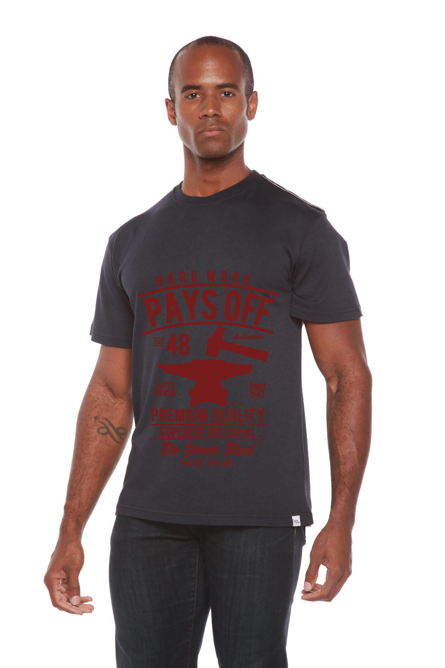 T-shirt graphique à manches courtes en viscose de bambou/coton biologique pour homme "Hard Work Pays"
