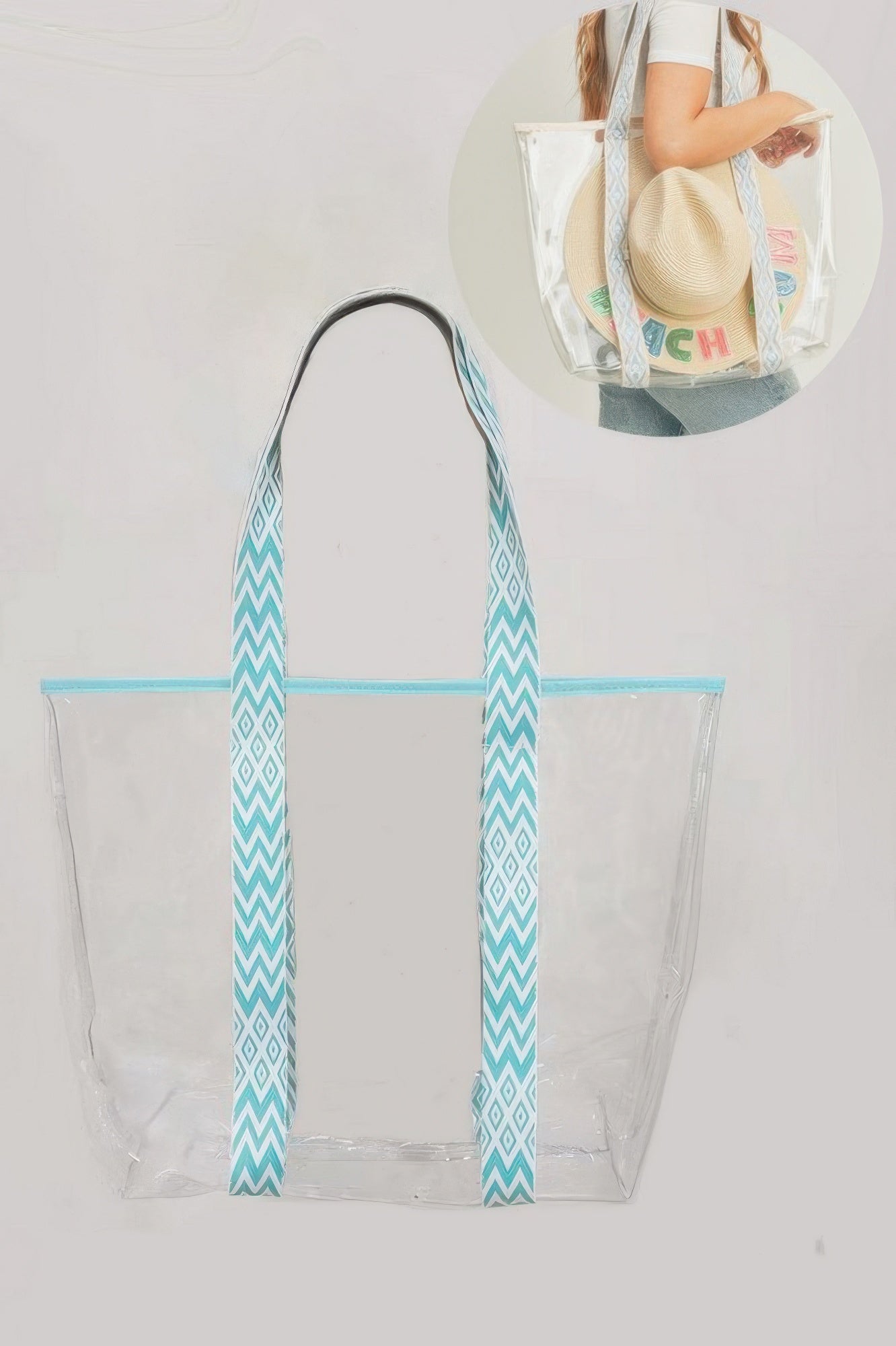 Sac cabas transparent avec porte-chapeau