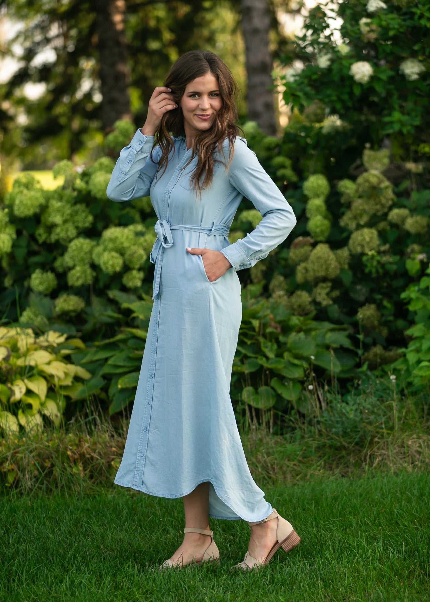 Robe à manches longues en chambray Hazel