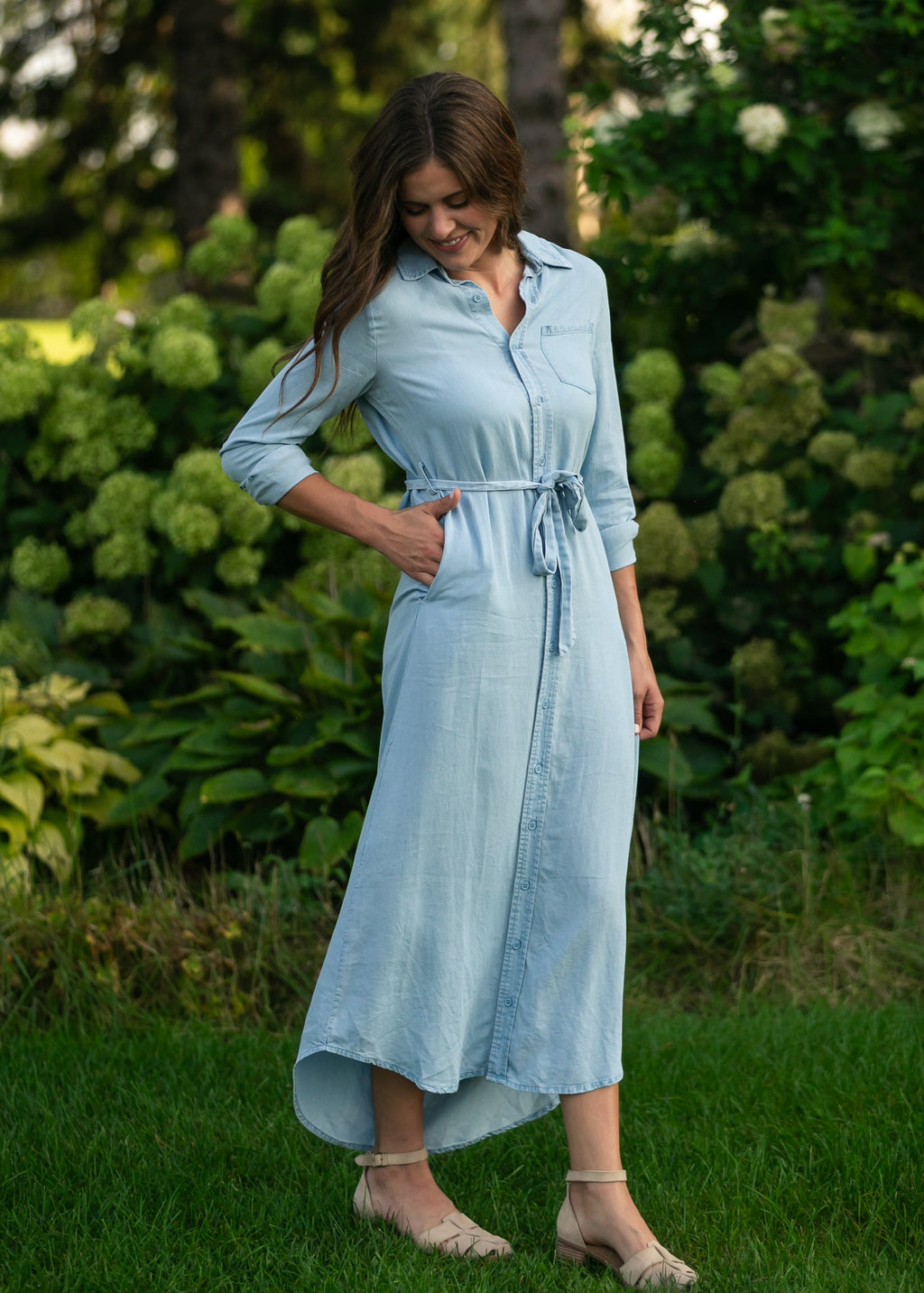 Robe à manches longues en chambray Hazel