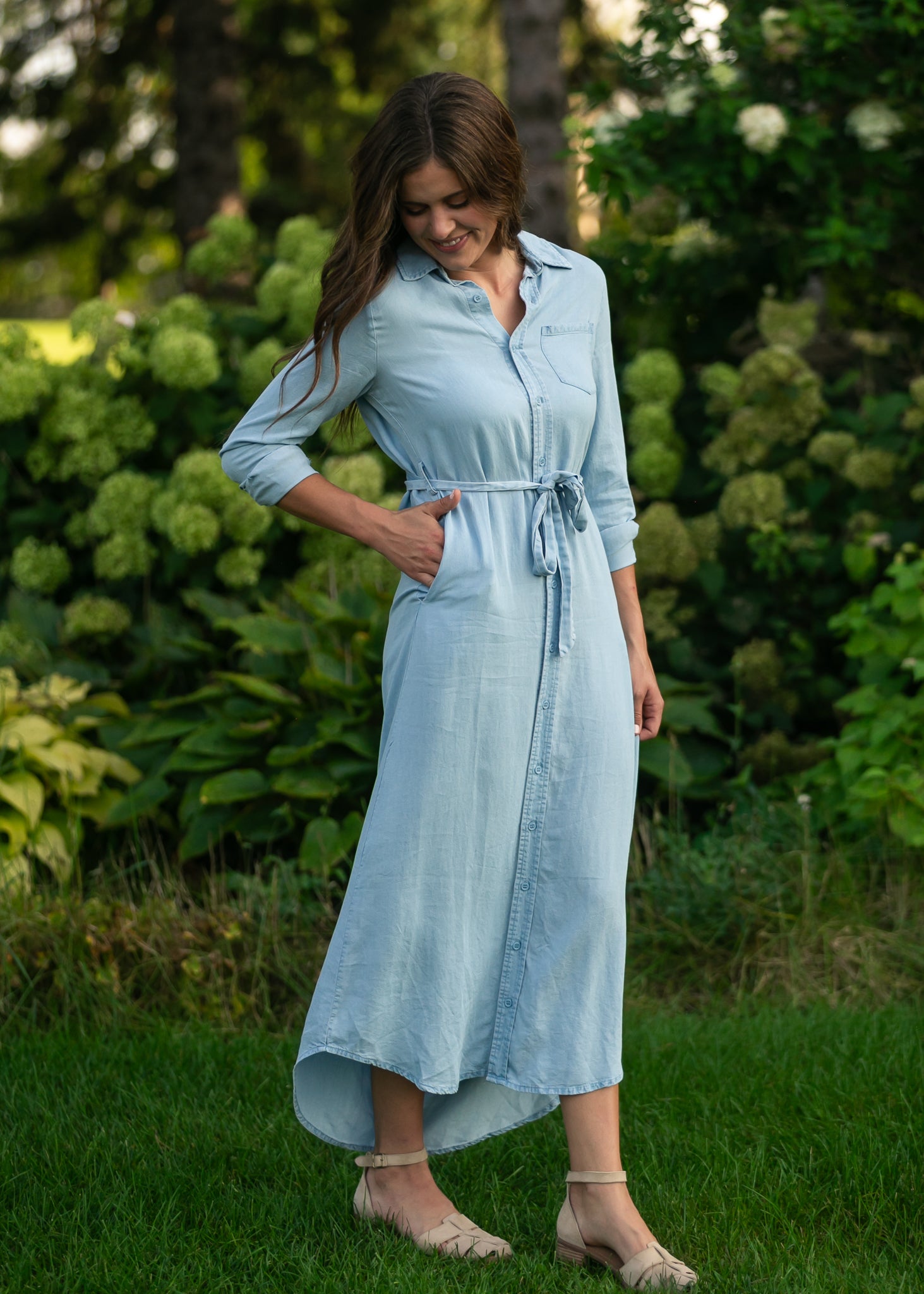 Robe à manches longues en chambray Hazel