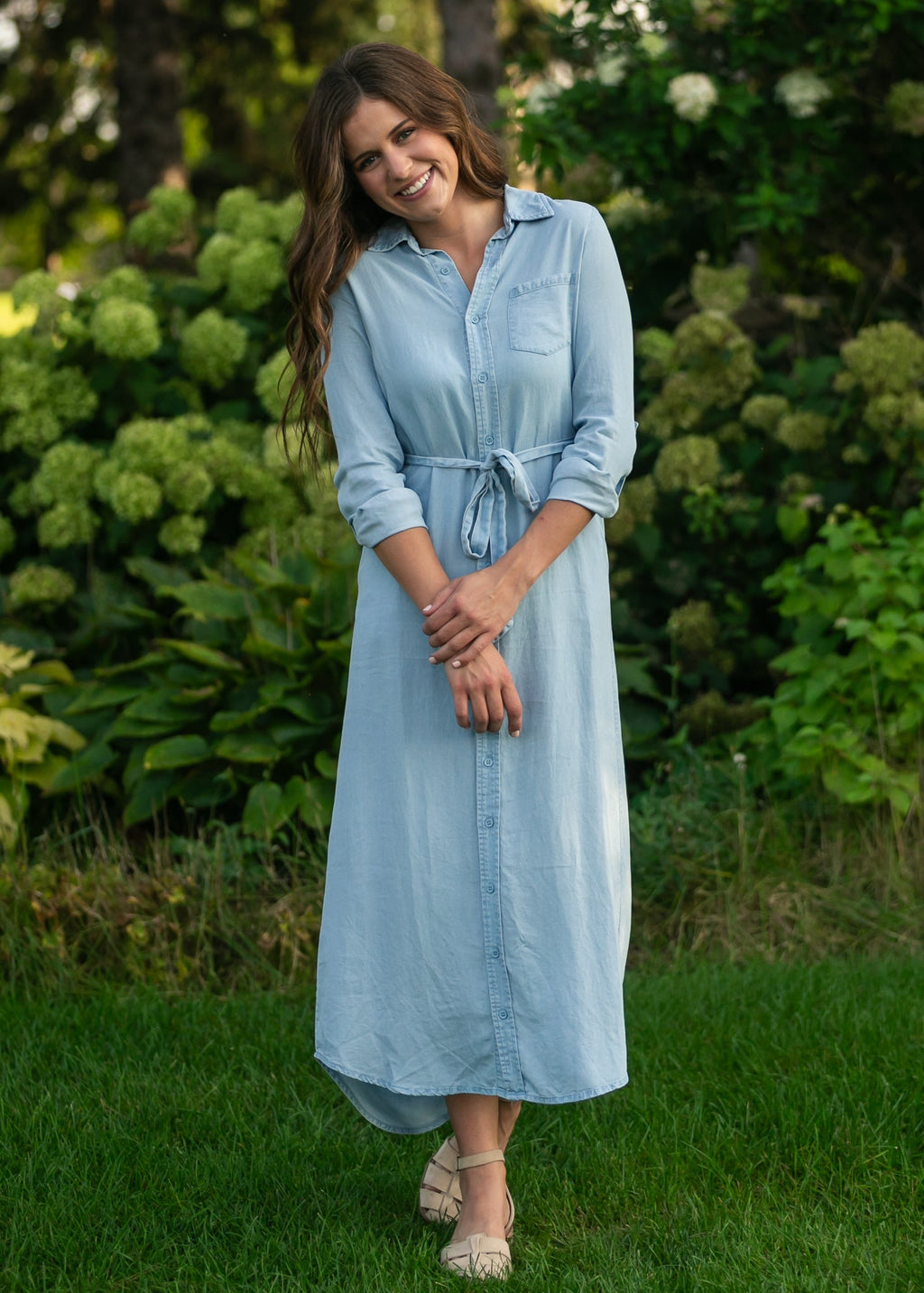 Robe à manches longues en chambray Hazel