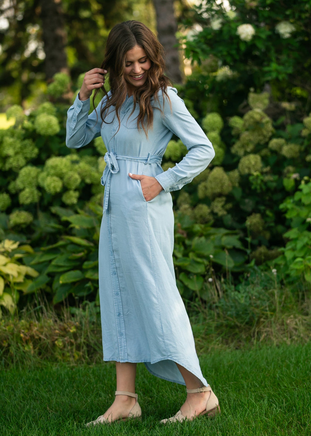 Robe à manches longues en chambray Hazel