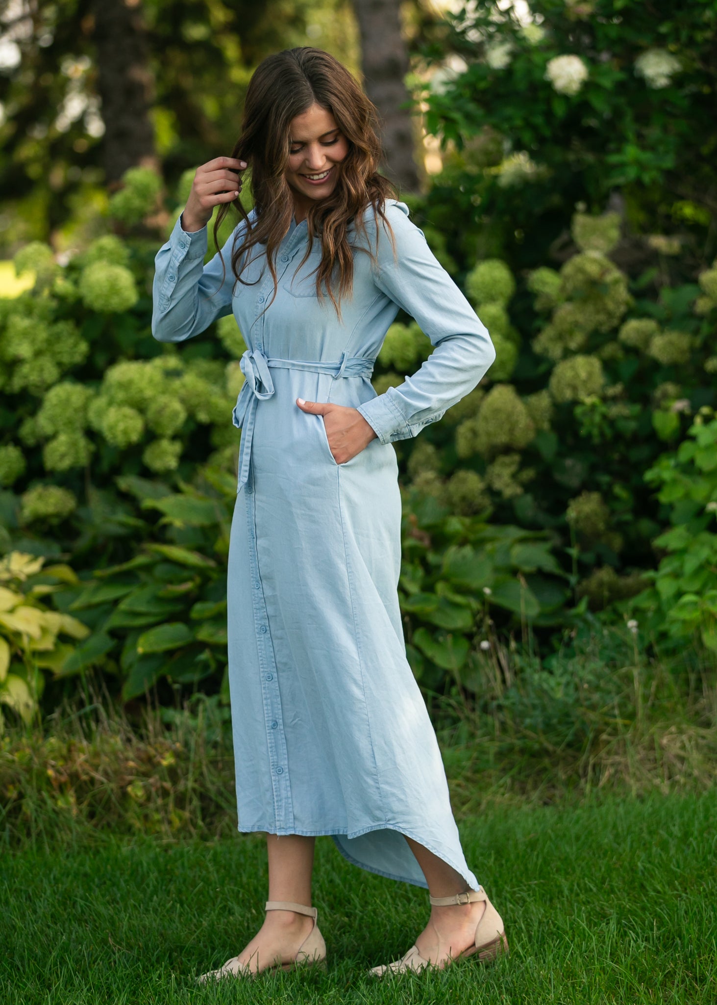 Robe à manches longues en chambray Hazel