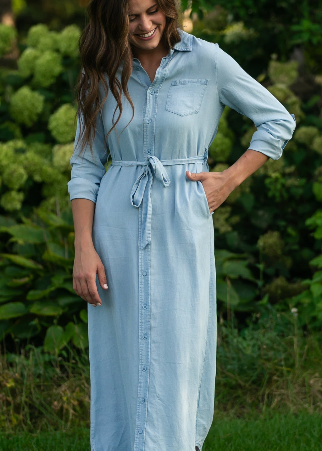 Robe à manches longues en chambray Hazel