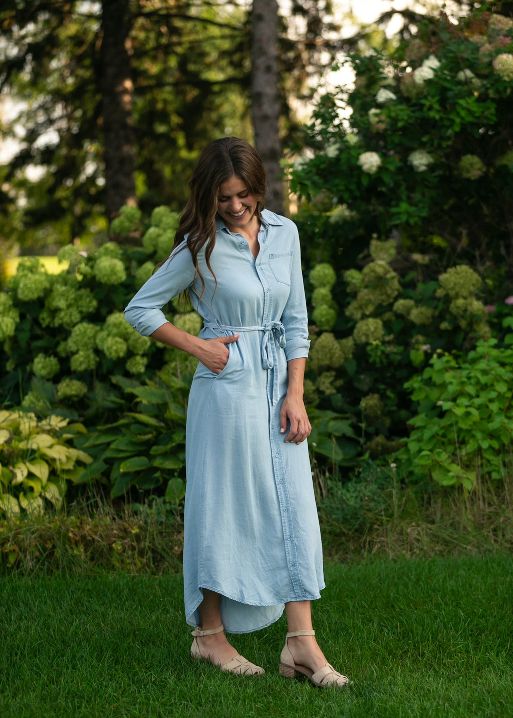 Robe à manches longues en chambray Hazel
