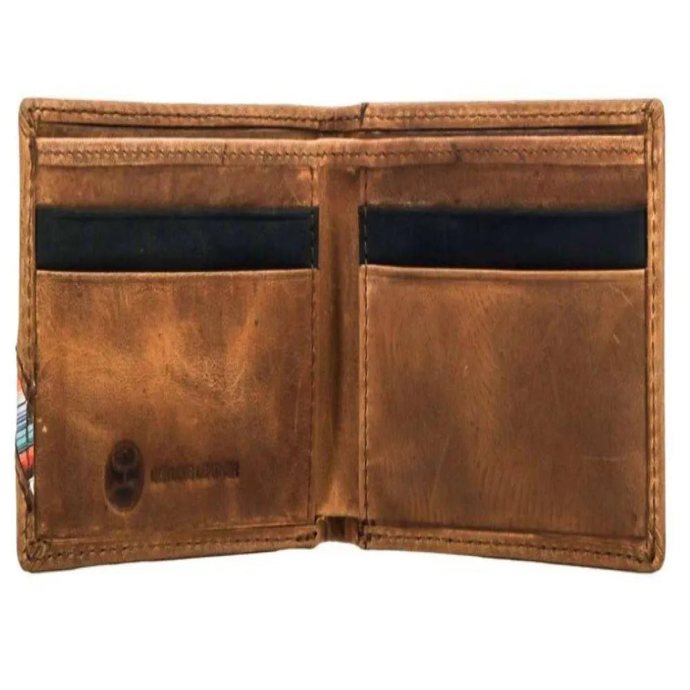 Portefeuille Homme à Deux Volets HOOey Inlay Serape Hands-Up (Tan)
