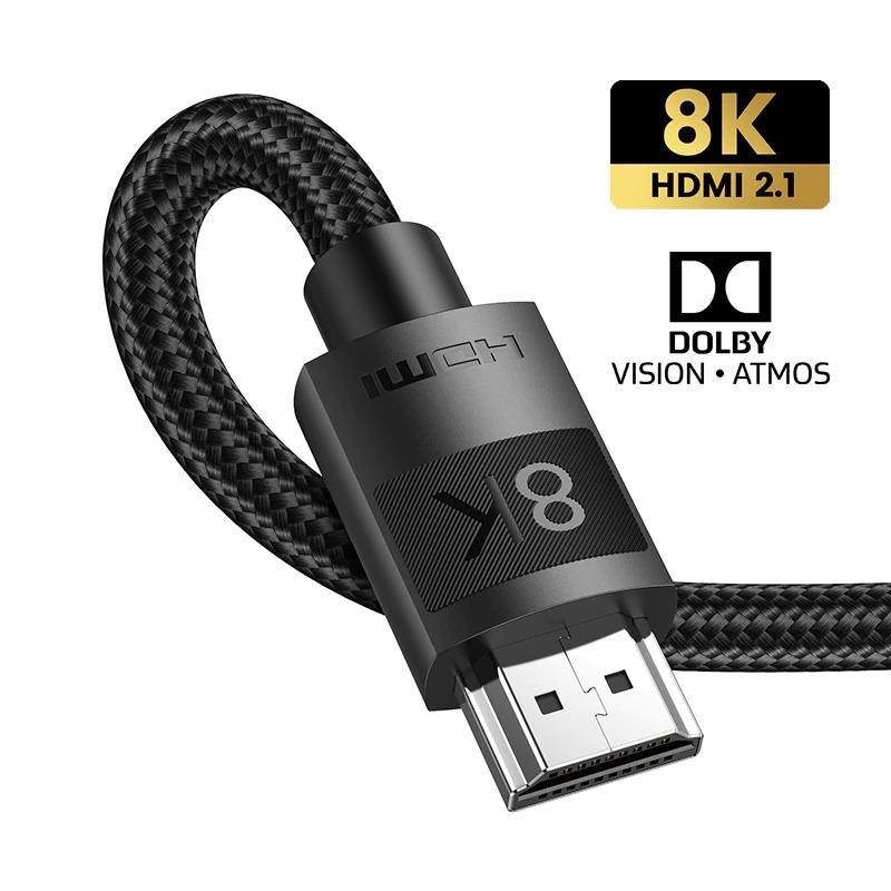 Câble HDMI 2.1 Ultra Haut Débit 8K60Hz 4K120Hz Câble Répartiteur HDMI 48Gbps Ultra Haut Débit 4K 120Hz Câble HDMI Tressé Dynamic HDR Vision HDR 10 Compatible avec TV UHD Ordinateur Portable