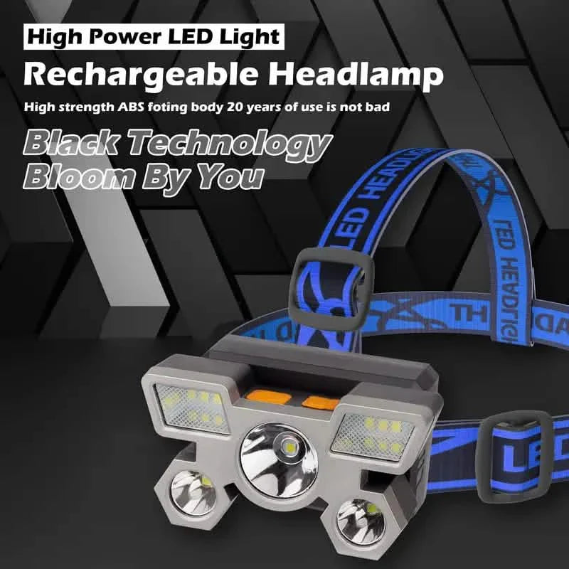 Lampe frontale avec batterie intégrée rechargeable par USB