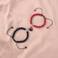 Pendentif bracelet de couple aimant cœur Bijoux Bracelet de corde tressée porte-bonheur Bracelets pour couples Bracelet ajustable Bracelet magnétique amour Bracelet relationnel Bracelet perles en pierre naturelle pour petit ami petite amie