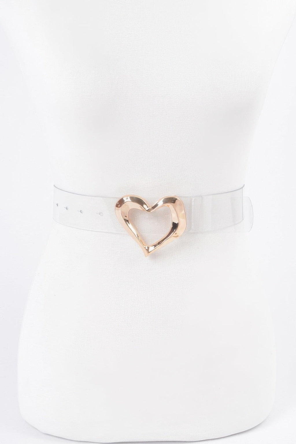 Ceinture transparente à boucle en métal en forme de cœur