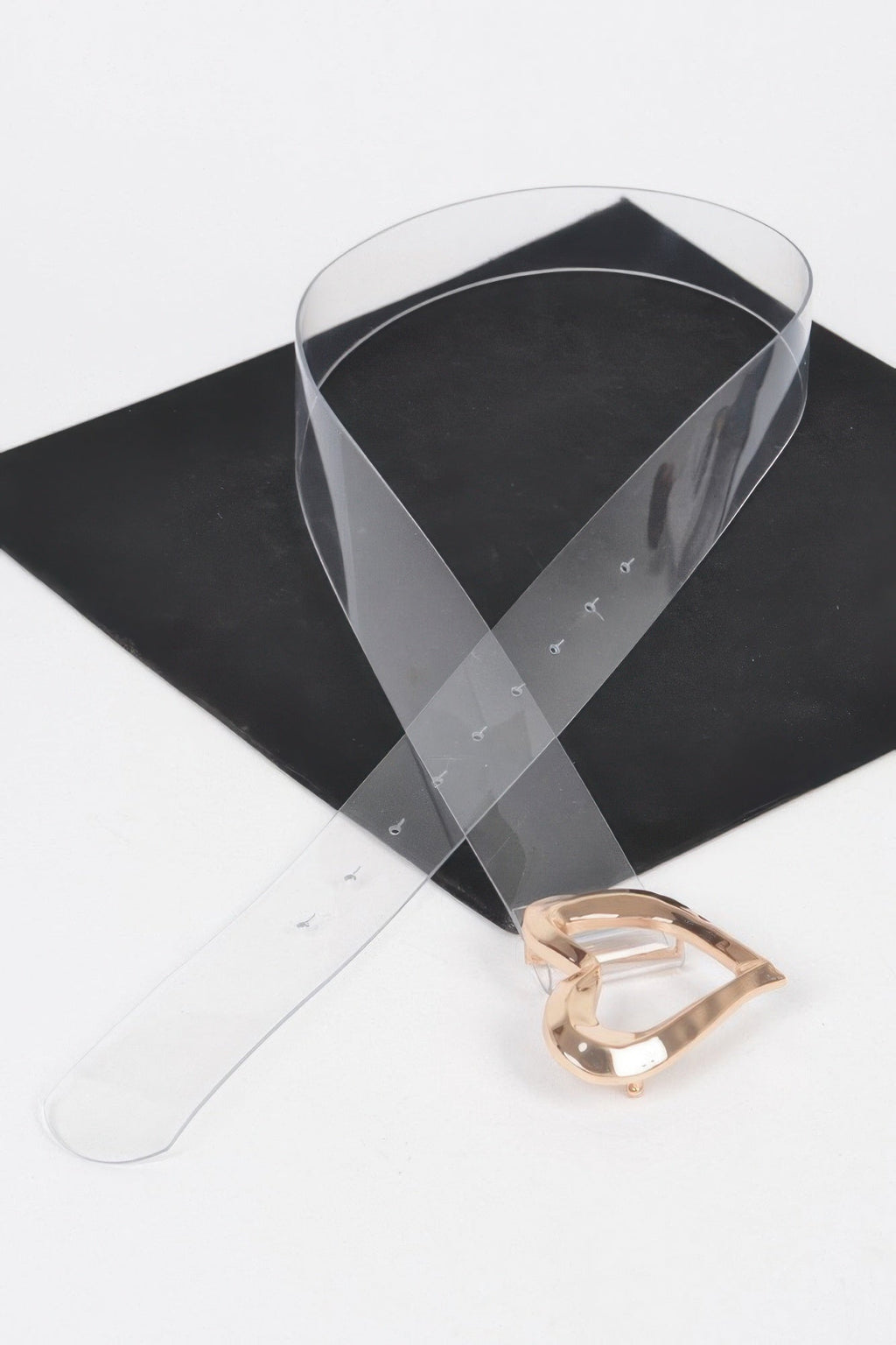Ceinture transparente à boucle en métal en forme de cœur