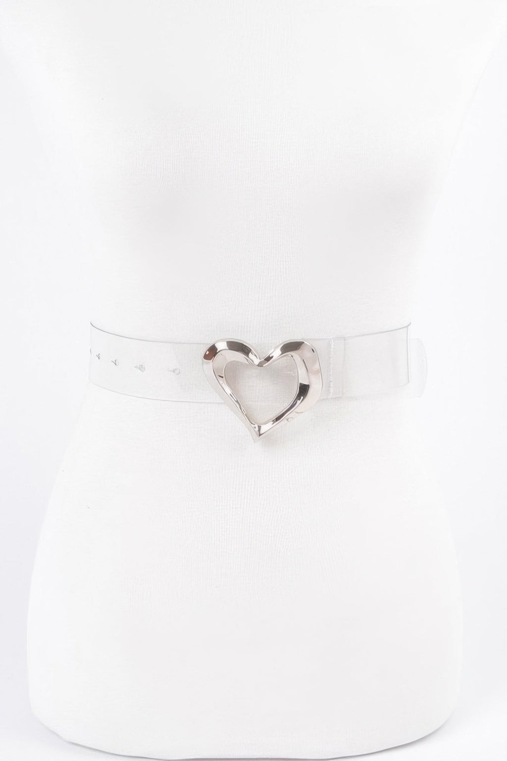 Ceinture transparente grande taille à boucle en métal en forme de cœur