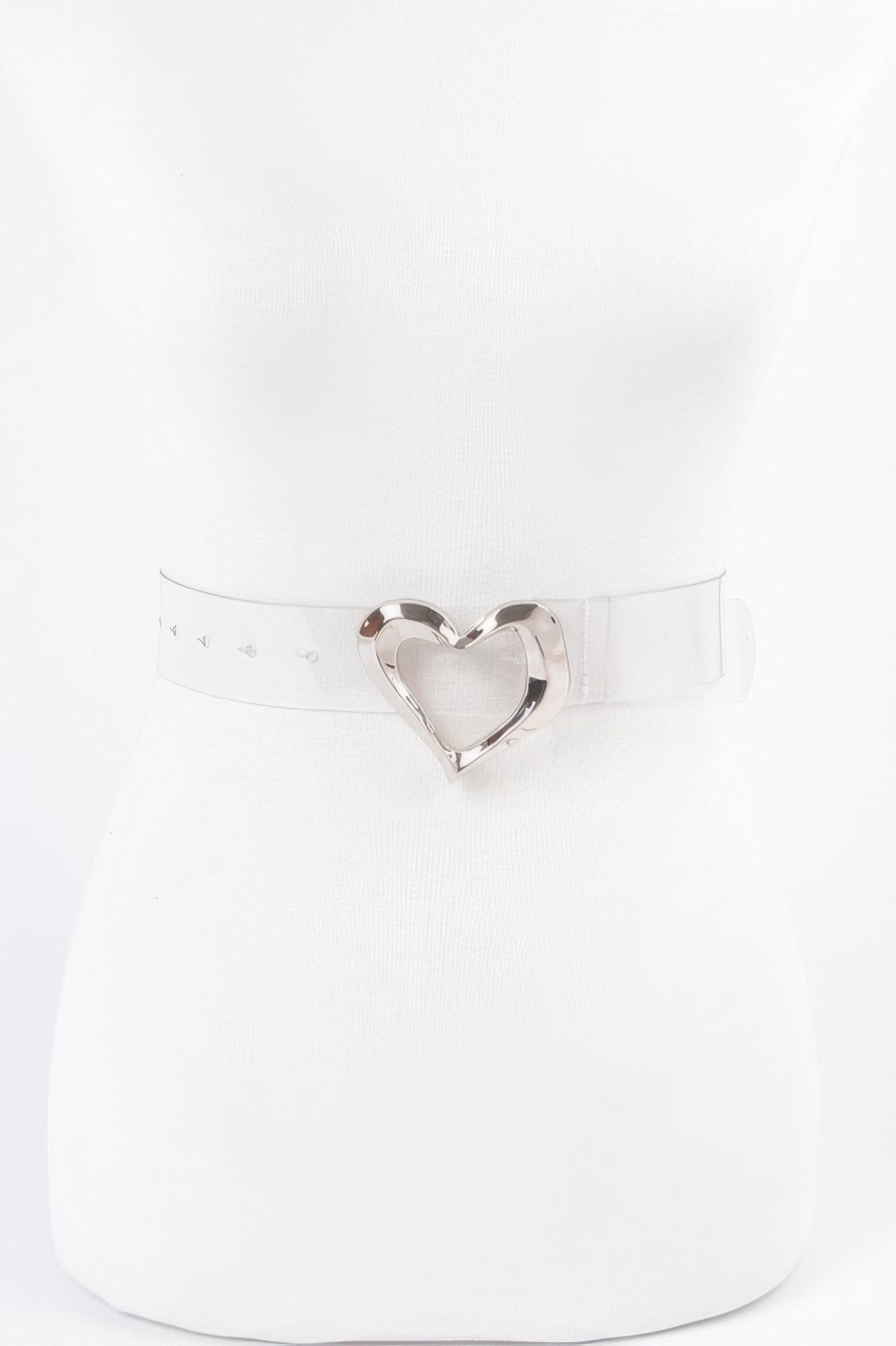 Ceinture transparente grande taille à boucle en métal en forme de cœur