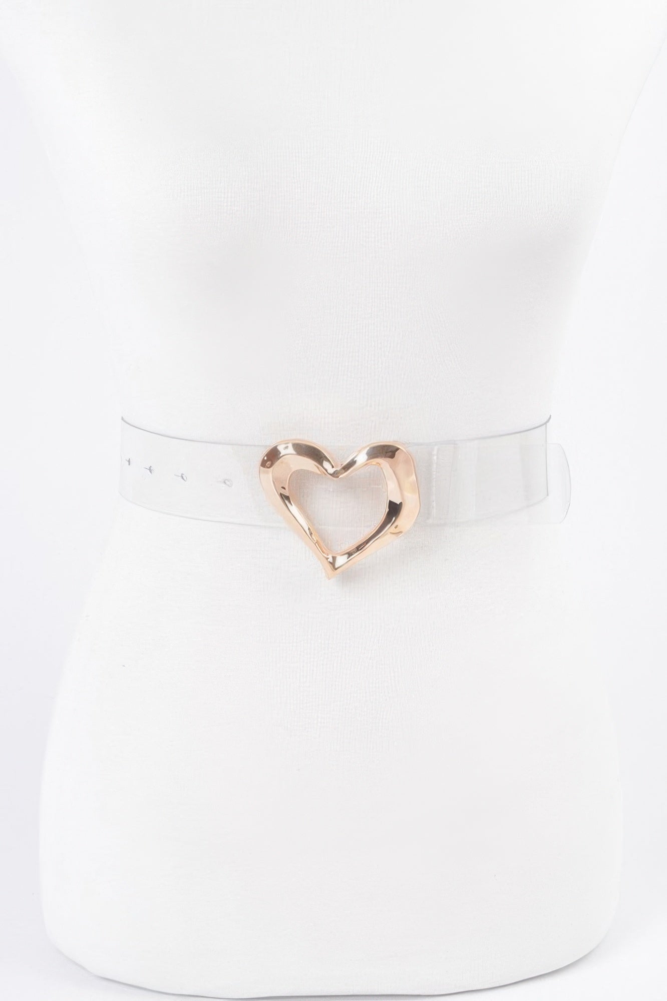 Ceinture transparente grande taille à boucle en métal en forme de cœur