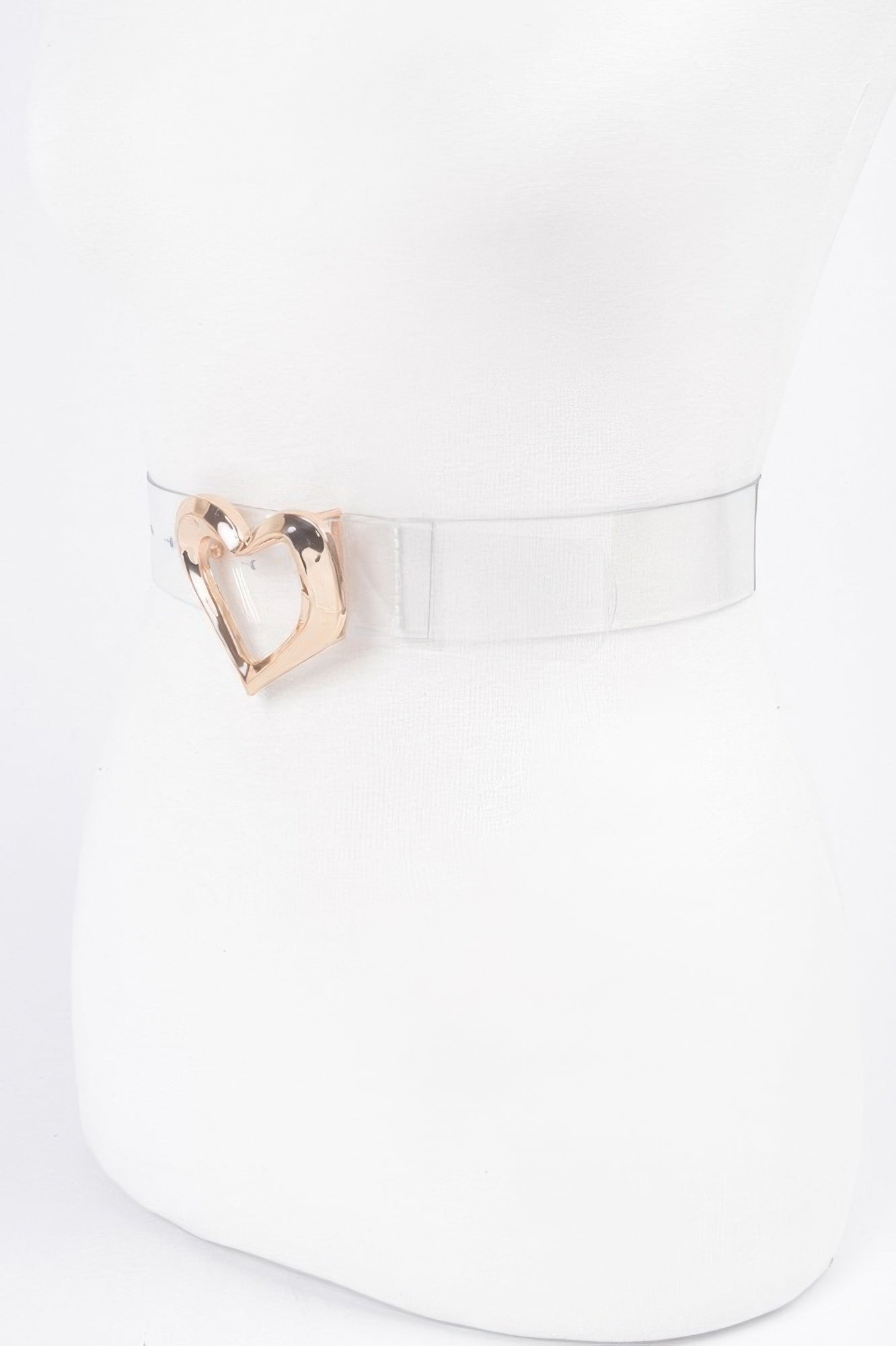 Ceinture transparente grande taille à boucle en métal en forme de cœur