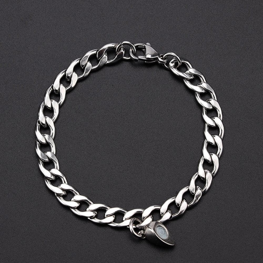 Bracelets de couple magnétiques en acier inoxydable en forme de cœur, bracelets de chaîne tendance avec breloque cœur, bracelets assortis pour couples, bracelet de promesse, chaîne à maillons en acier inoxydable pour femmes, bracelet d'amour pour couples