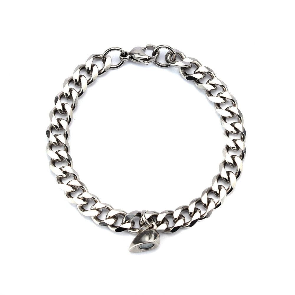 Bracelets de couple magnétiques en acier inoxydable en forme de cœur, bracelets de chaîne tendance avec breloque cœur, bracelets assortis pour couples, bracelet de promesse, chaîne à maillons en acier inoxydable pour femmes, bracelet d'amour pour couples