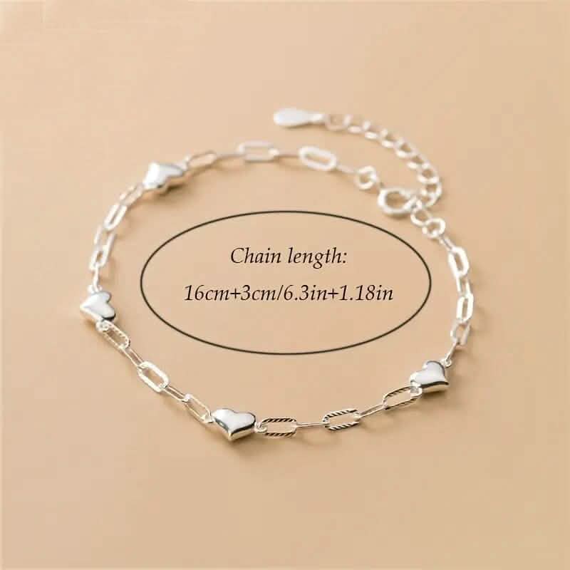Bracelet en argent S925 en forme de cœur