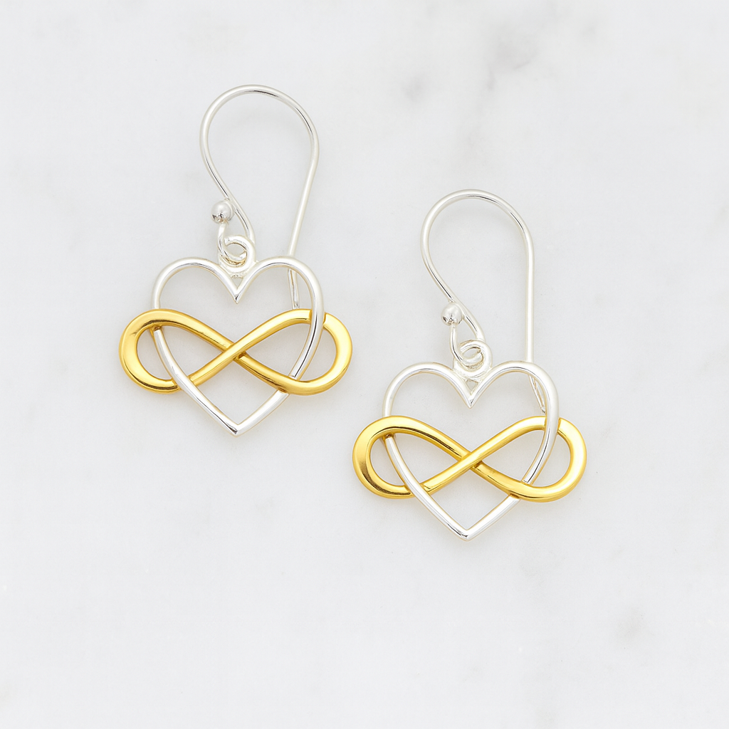 Boucles d'oreilles pendantes Cœur Infini – Métaux mélangés - Bronze et Argent Sterling