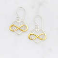 Boucles d'oreilles pendantes Cœur Infini – Métaux mélangés - Bronze et Argent Sterling