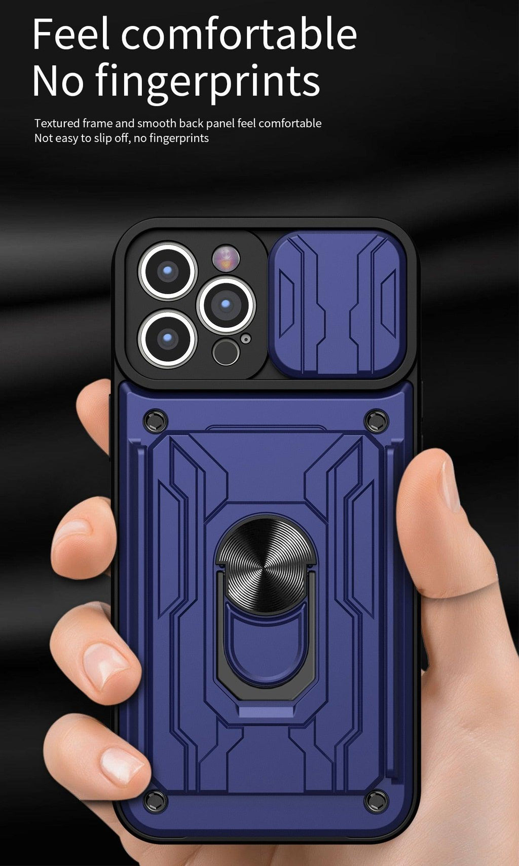Coque de protection robuste avec porte-cartes pour iPhone 11 Pro 7 8 Plus Support de téléphone magnétique Protection d'objectif coulissant Emplacement pour cartes avec anneau rotatif Coque antichoc