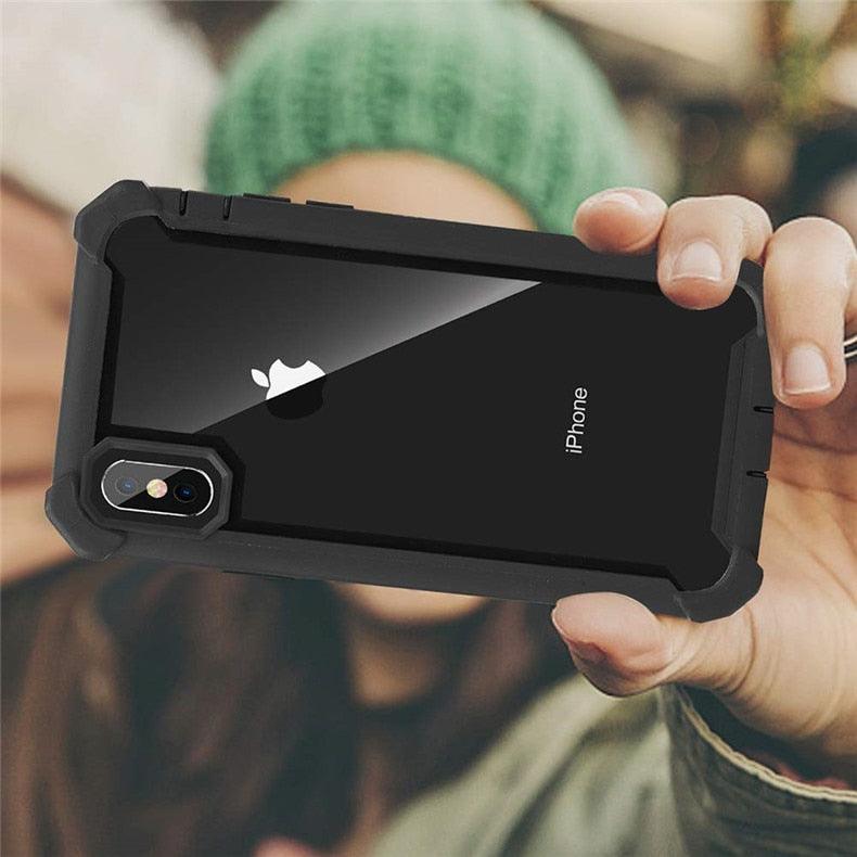 Coque de téléphone antichoc robuste pour iPhone 14 13 12 Coque arrière souple transparente Étui pare-chocs transparent intégral avec protection d'écran intégrée pour iPhone