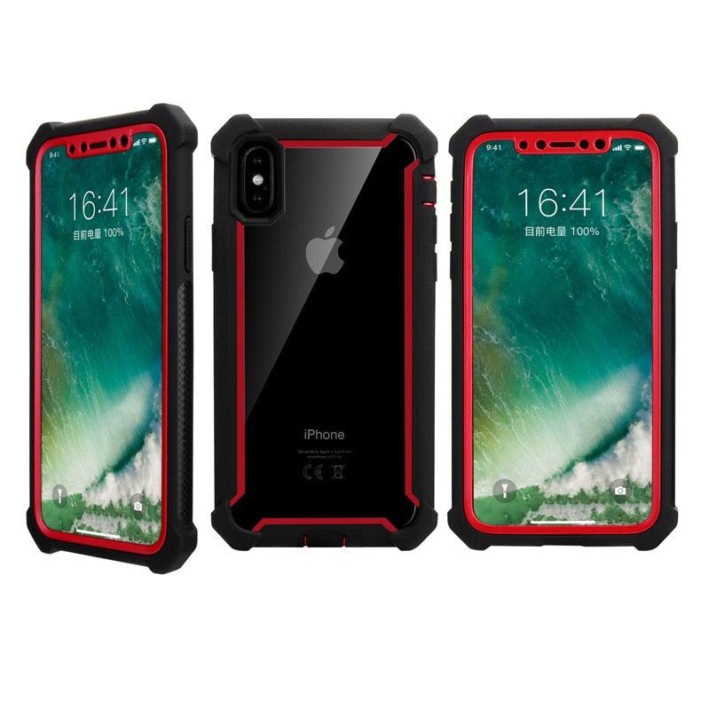 Coque de téléphone antichoc robuste pour iPhone 14 13 12 Coque arrière souple transparente Étui pare-chocs transparent intégral avec protection d'écran intégrée pour iPhone