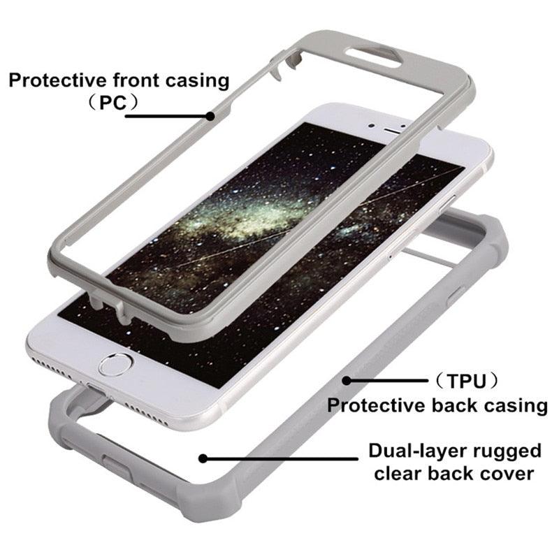 Coque de téléphone antichoc robuste pour iPhone 14 13 12 Coque arrière souple transparente Étui pare-chocs transparent intégral avec protection d'écran intégrée pour iPhone