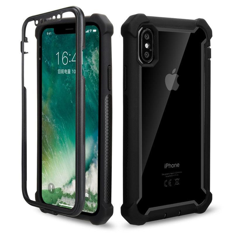 Coque de téléphone antichoc robuste pour iPhone 14 13 12 Coque arrière souple transparente Étui pare-chocs transparent intégral avec protection d'écran intégrée pour iPhone
