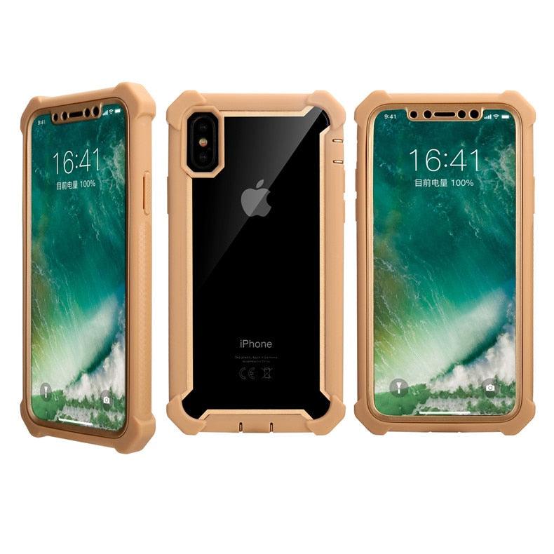 Coque de téléphone antichoc robuste pour iPhone 14 13 12 Coque arrière souple transparente Étui pare-chocs transparent intégral avec protection d'écran intégrée pour iPhone