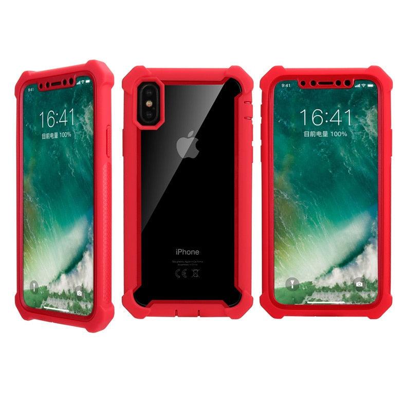 Coque de téléphone antichoc robuste pour iPhone 14 13 12 Coque arrière souple transparente Étui pare-chocs transparent intégral avec protection d'écran intégrée pour iPhone