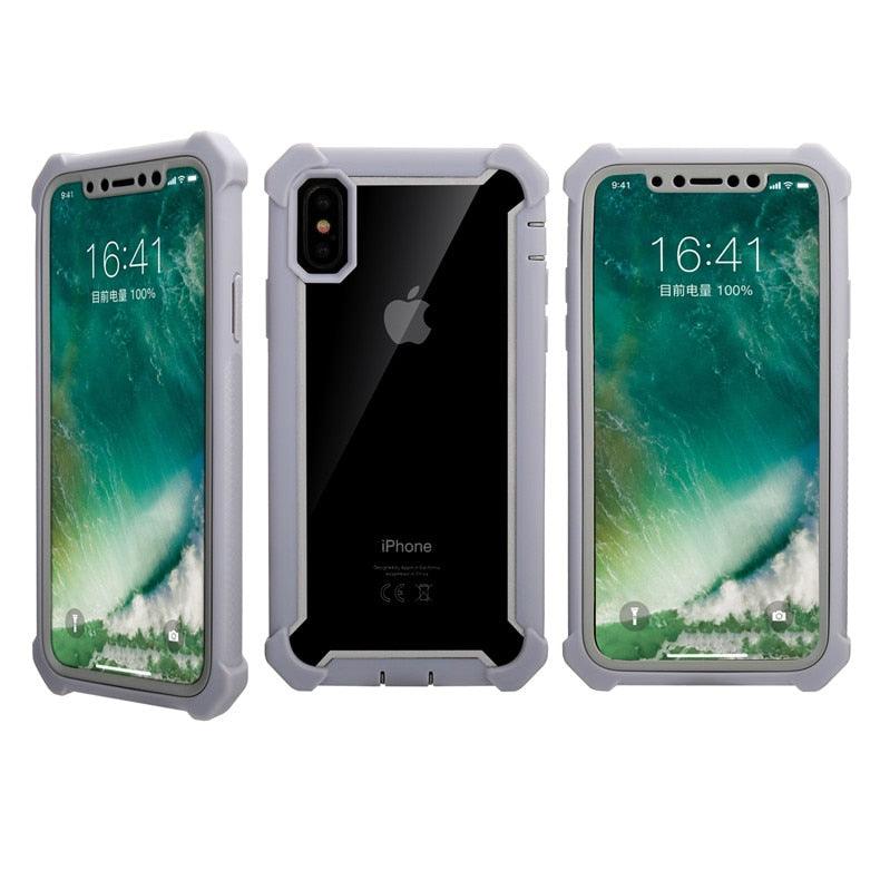 Coque de téléphone antichoc robuste pour iPhone 14 13 12 Coque arrière souple transparente Étui pare-chocs transparent intégral avec protection d'écran intégrée pour iPhone