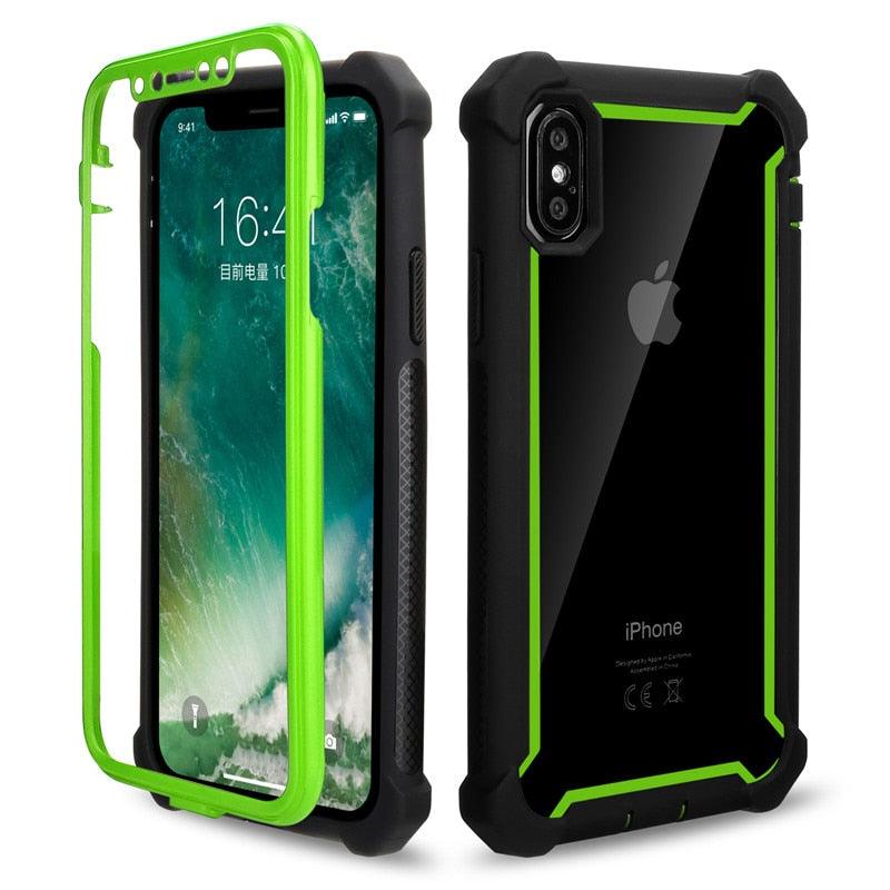 Coque de téléphone antichoc robuste pour iPhone 14 13 12 Coque arrière souple transparente Étui pare-chocs transparent intégral avec protection d'écran intégrée pour iPhone