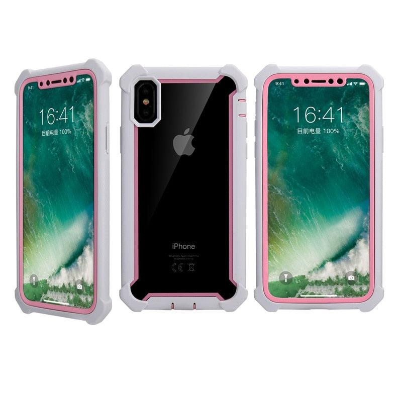 Coque de téléphone antichoc robuste pour iPhone 14 13 12 Coque arrière souple transparente Étui pare-chocs transparent intégral avec protection d'écran intégrée pour iPhone