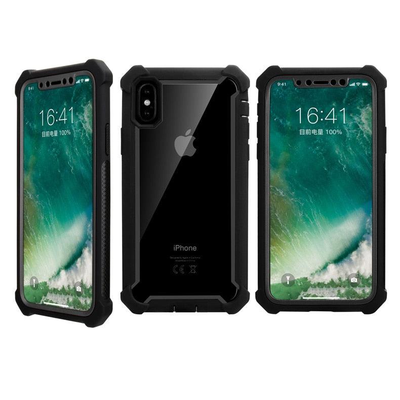 Coque de téléphone antichoc robuste pour iPhone 14 13 12 Coque arrière souple transparente Étui pare-chocs transparent intégral avec protection d'écran intégrée pour iPhone