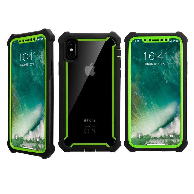 Coque de téléphone antichoc robuste pour iPhone 14 13 12 Coque arrière souple transparente Étui pare-chocs transparent intégral avec protection d'écran intégrée pour iPhone