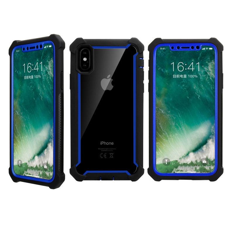 Coque de téléphone antichoc robuste pour iPhone 14 13 12 Coque arrière souple transparente Étui pare-chocs transparent intégral avec protection d'écran intégrée pour iPhone