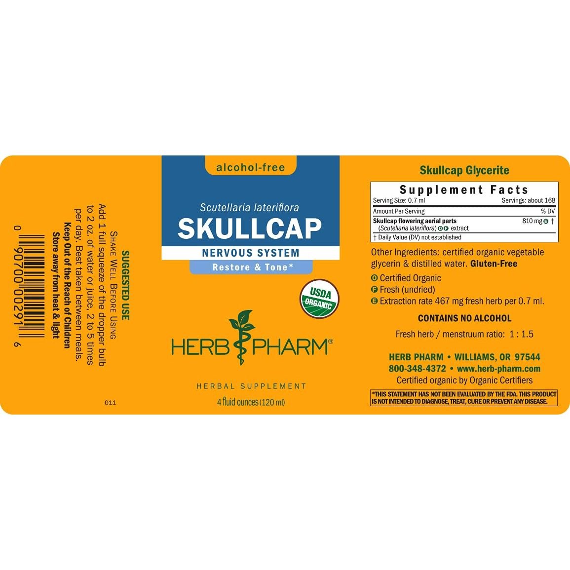 Herb Pharm Scutellaire Sans Alcool 4 oz