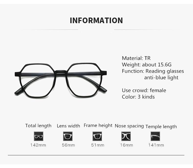 Monture hexagonale pour femmes et hommes, lunettes de mode pour hommes et femmes, lunettes de lecture, monture de lunettes optiques transparentes mignonnes, monture ronde pour femmes, lunettes rétro + 1.0 + 1.5 + 2.0 + 2.5 + 3.0 + 3.5 + 4.0