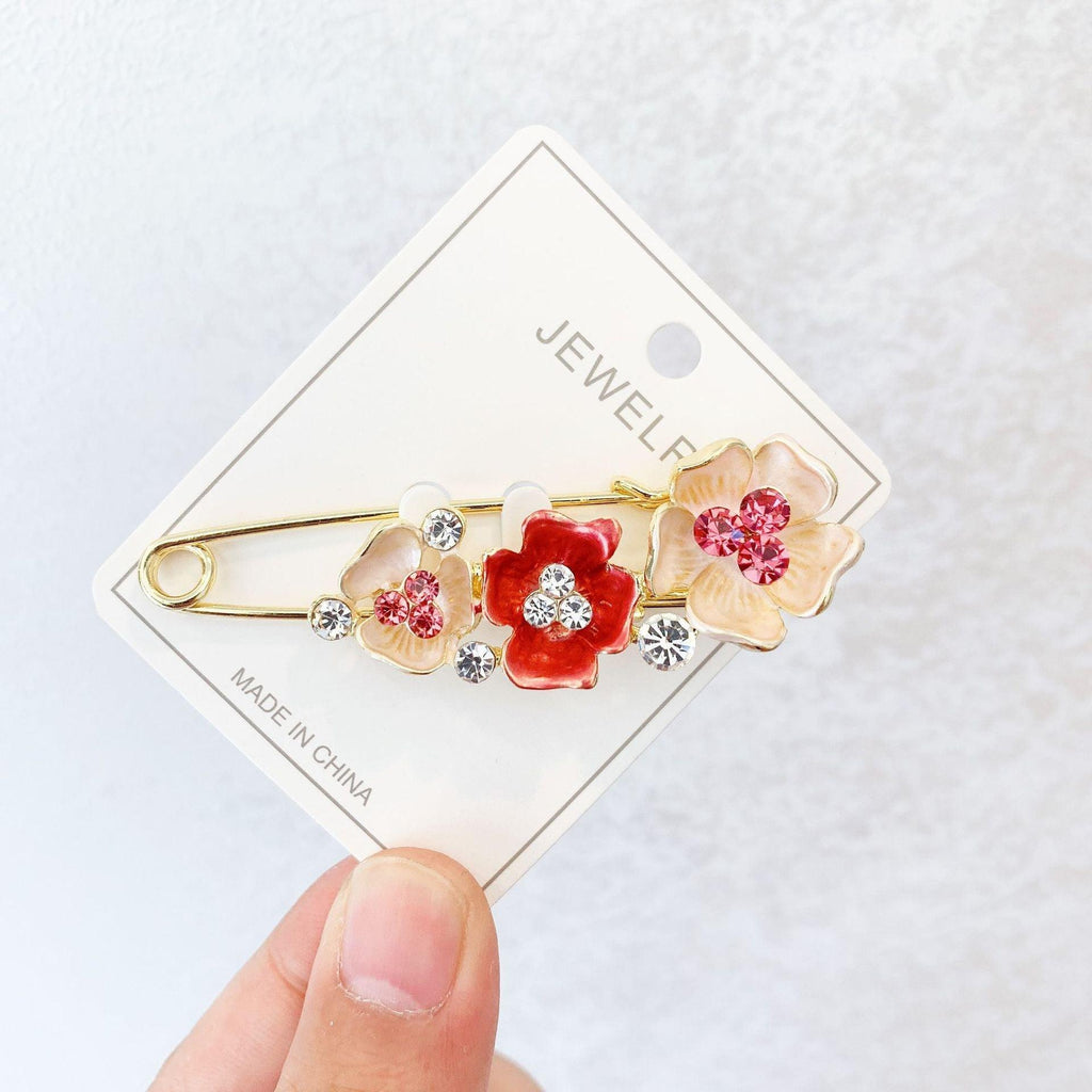 Épingles de Sûreté Haut de Gamme pour Femmes Broche Fleur Strass Cristal Épingles de Sûreté Accessoires Bijoux Femme Clips Boucles pour Hijab Foulard