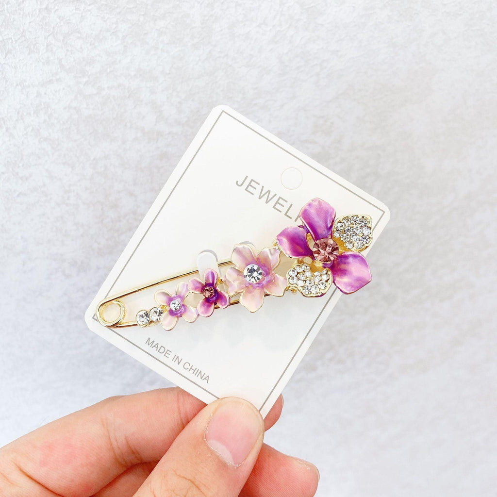 Épingles de Sûreté Haut de Gamme pour Femmes Broche Fleur Strass Cristal Épingles de Sûreté Accessoires Bijoux Femme Clips Boucles pour Hijab Foulard