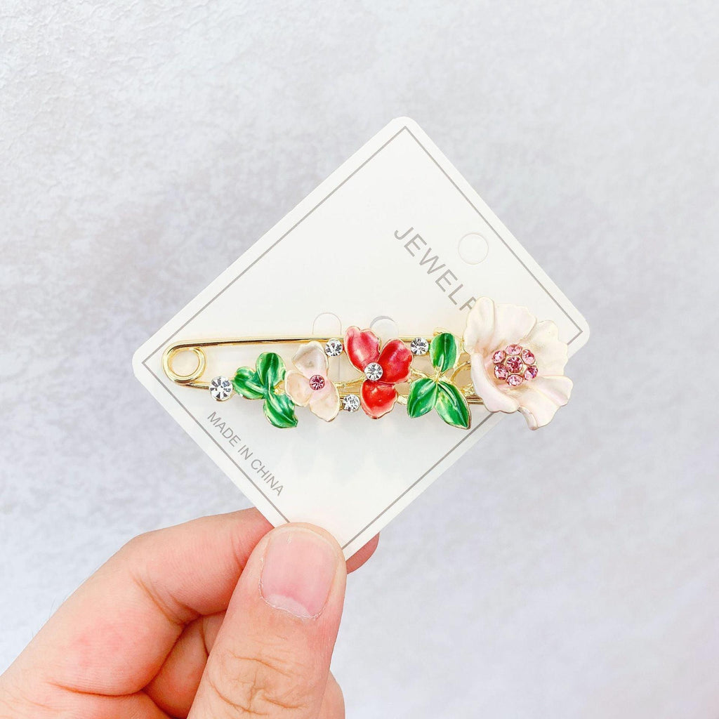 Épingles de Sûreté Haut de Gamme pour Femmes Broche Fleur Strass Cristal Épingles de Sûreté Accessoires Bijoux Femme Clips Boucles pour Hijab Foulard
