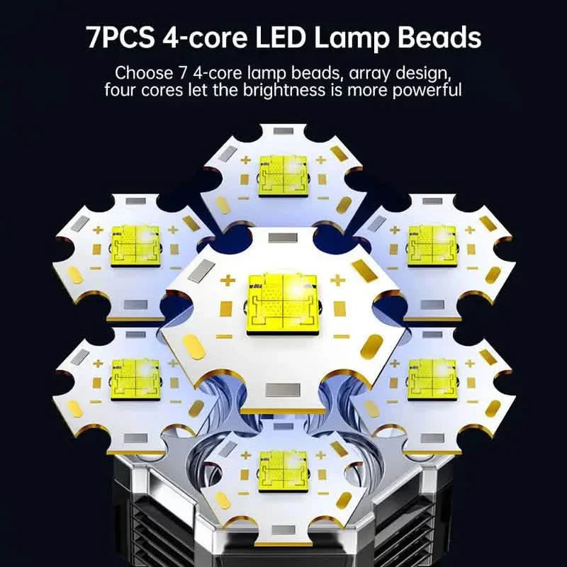 Lampe torche portable COB 7 LED - Rechargeable, portative et résistante à l'eau avec chargement USB
